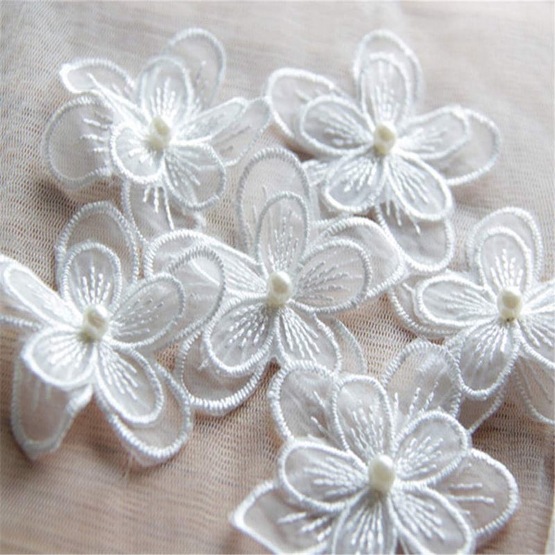 ESH7 10pcs Butterfly White Lace Flower Applique Trim for Wedding Dress Garment Accessories Decoration Sew On Lace Fabric - Image 2